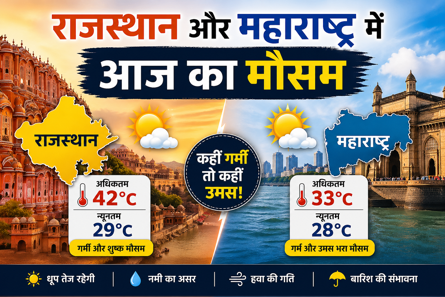 Rajasthan Or Maharashtra Me Aaj Ka Mousam राजस्थान में गर्मी का तांडव! बाड़मेर 46.4°C पर उबला, कोटा में पारा हाई, IMD का अलर्ट जारी