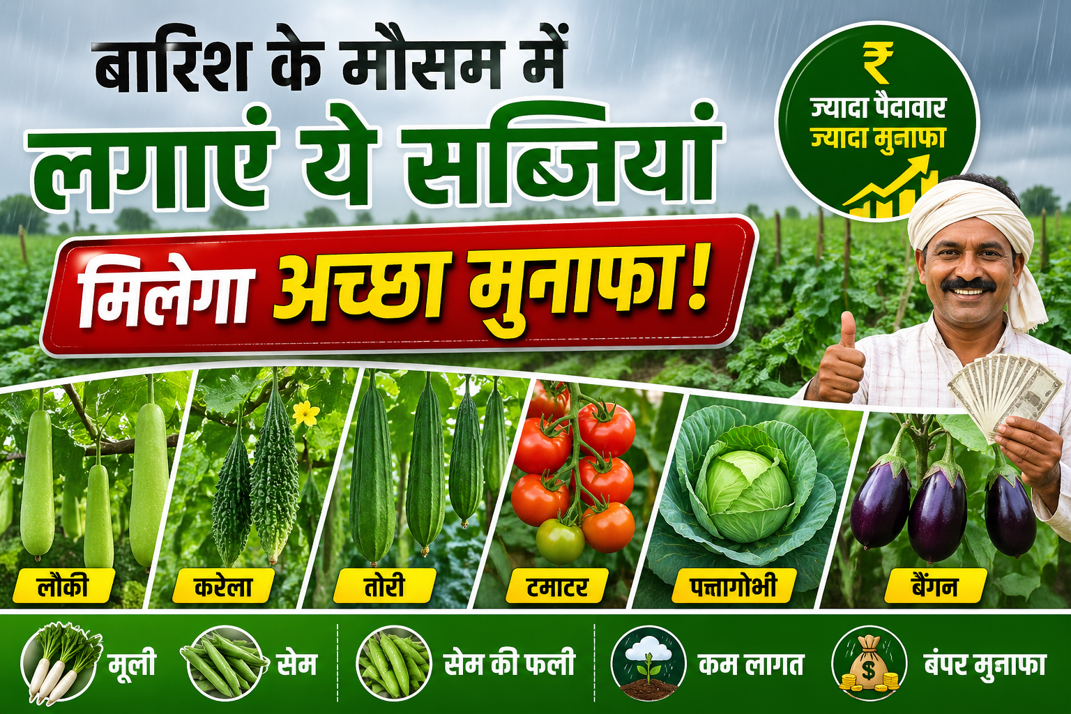 Barish Me Konsi Sabjiya Lgaye बरसात के मौसम में बंपर मुनाफा देंगी ये सब्जियां, तो जरूर करें इस मौसम में इन सब्जियों की खेती