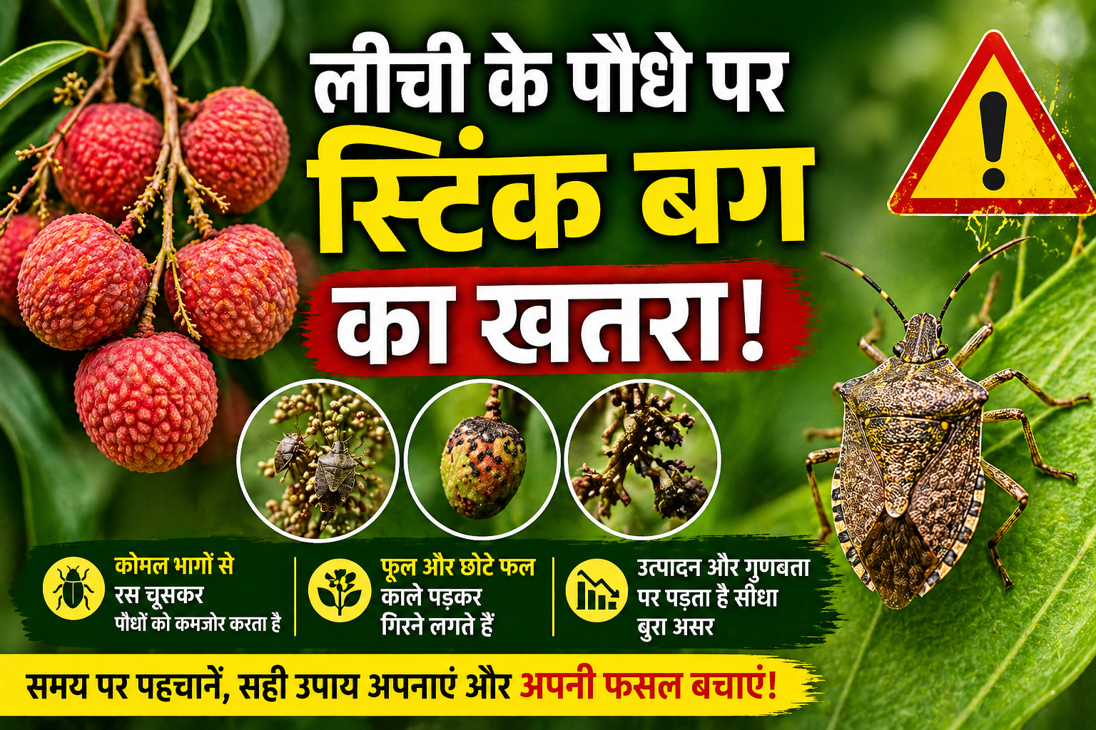 Litchi Ke Podhe Ko Kito Se Khatra किसान अलर्ट! लीची में स्टिंक बग का अटैक शुरू, कृषि विभाग से जानें बचाव के जरूरी उपाय