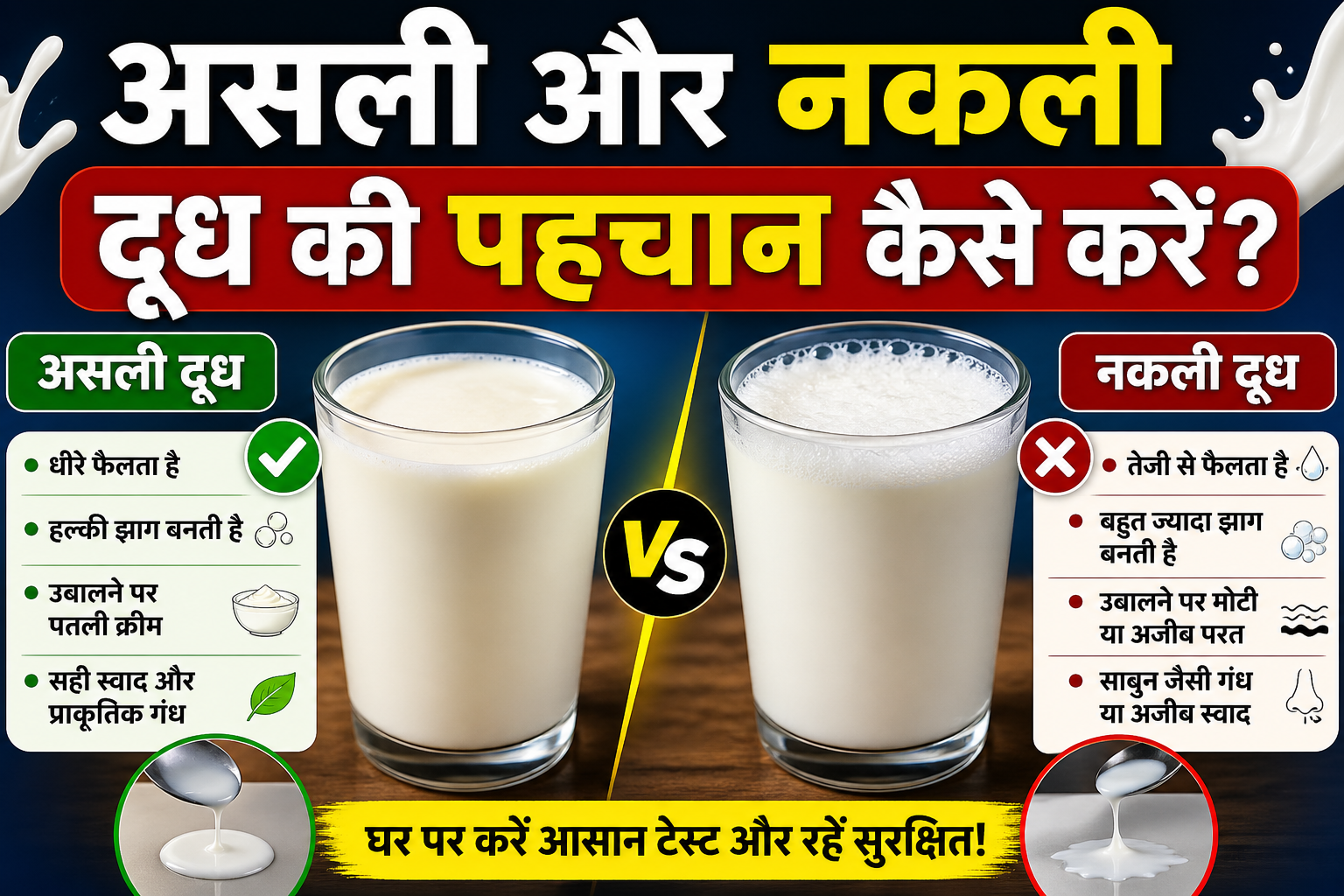 Asali Or Nakli Doodh Kese Pehchane नकली और असली दूध की पहचान कैसे करें?