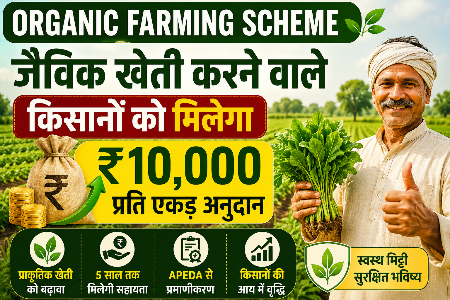 जैविक खेती करने वाले किसानों को मिलेगा 10,000 रुपये प्रति एकड़ अनुदान Organic Farming Farmers Will Get Rs 10000 Per Acre Subsidy