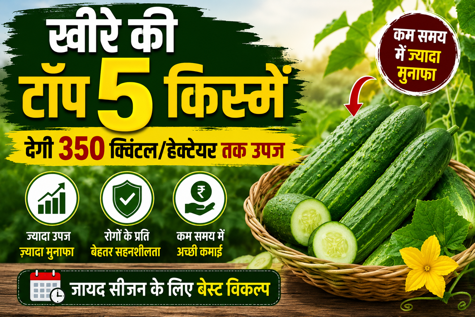 खीरे की ये टॉप 5 उन्नत किस्में देगी 350 क्विंटल/हेक्टेयर तक उपज, जानें खासियत Khire Ki Top 5 Variety