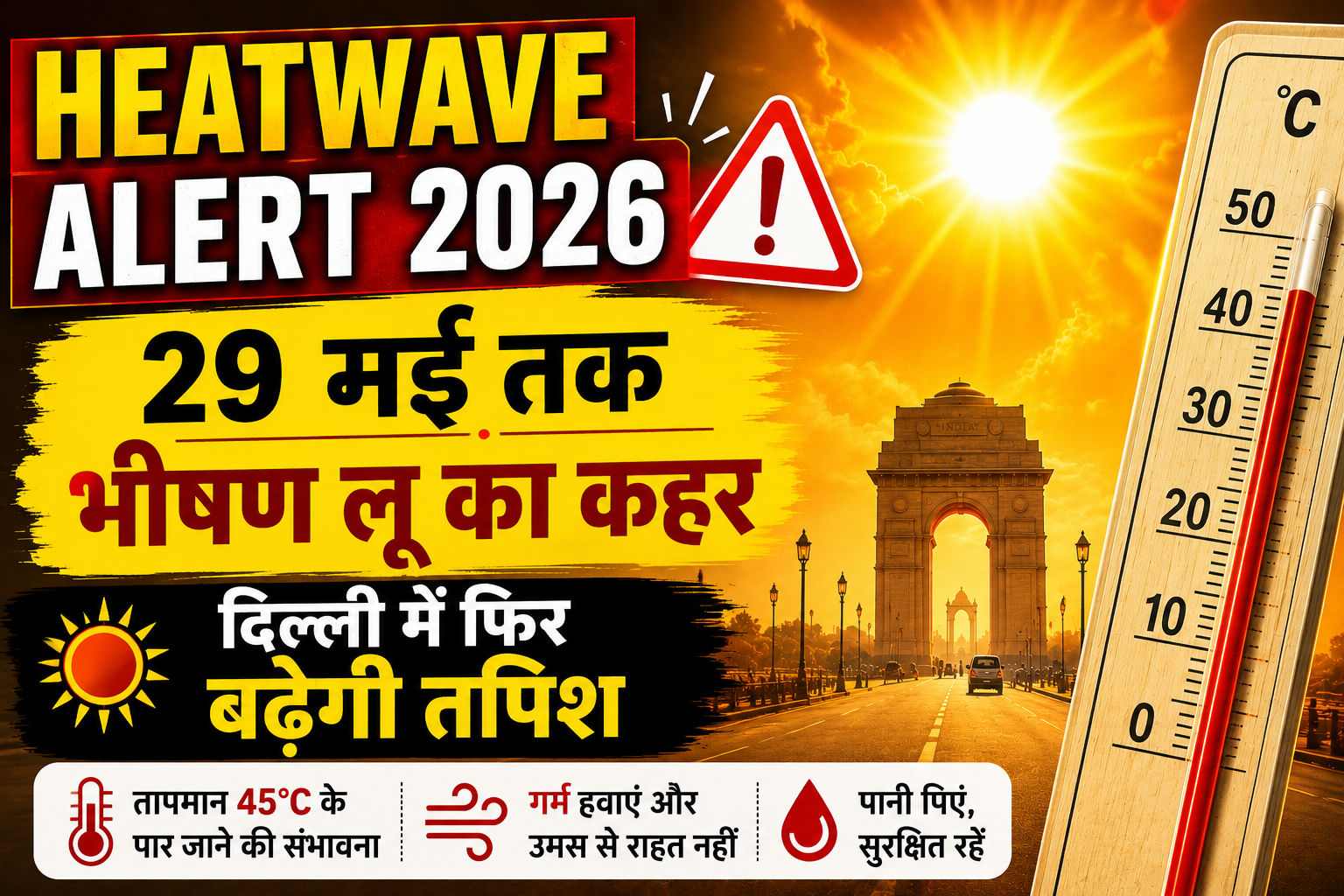 Heatwave Alert 2026: 29 मई तक 4 राज्यों में भीषण लू का कहर, दिल्ली में फिर बढ़ेगी तपिश Today Weather Update