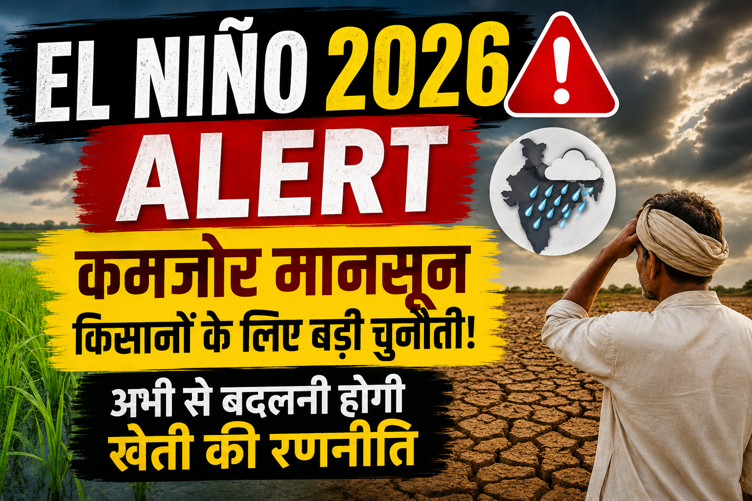 किसानों के लिए जरूरी अलर्ट: कमजोर मानसून से खरीफ फसलों पर संकट, किसानों को बदलनी होगी खेती की रणनीति El Niño 2026 Alert