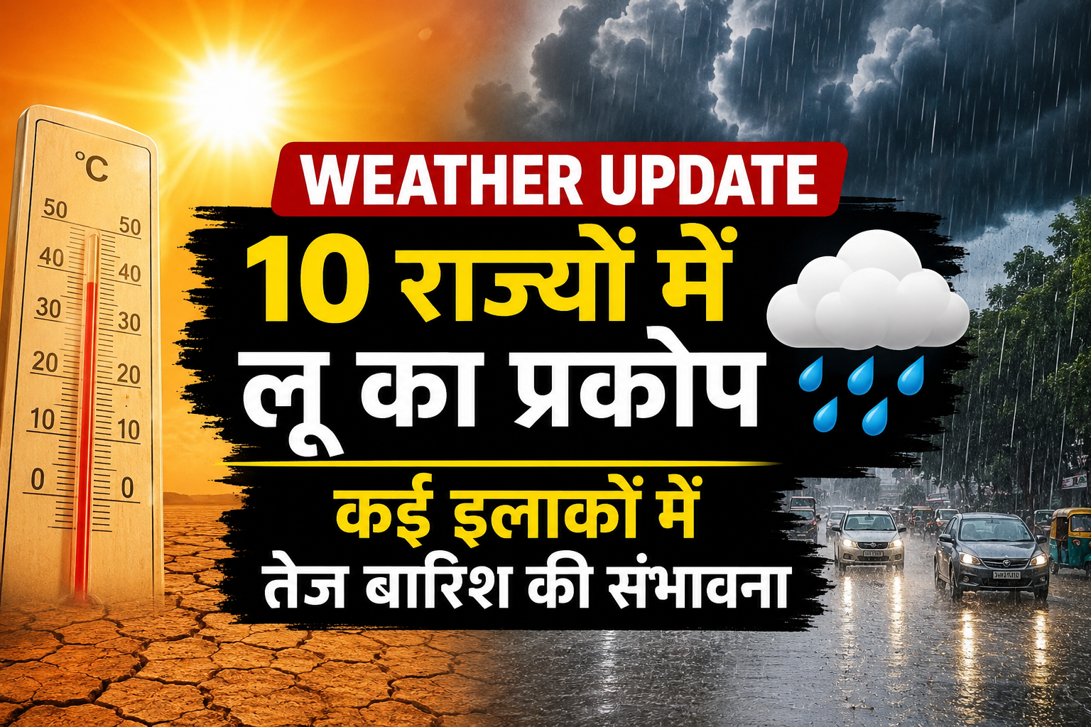 Weather Update: 10 राज्यों में लू का प्रकोप, कई इलाकों में तेज बारिश की संभावना