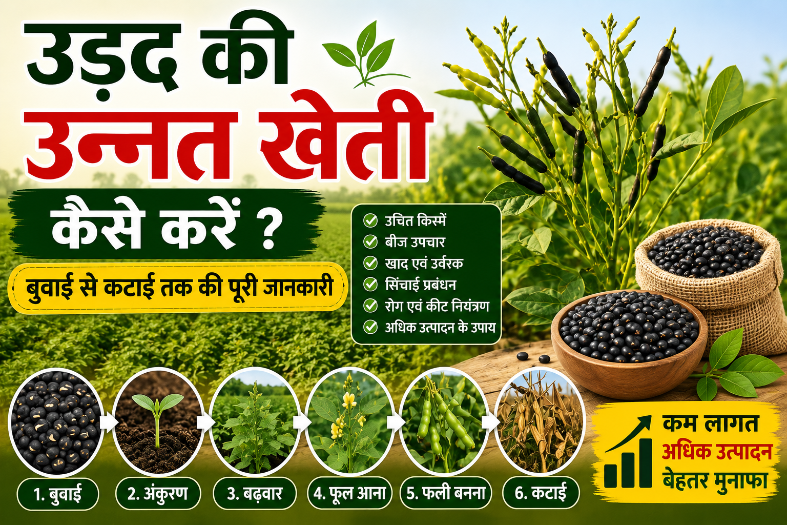 उड़द की उन्नत खेती कैसे करें ? बुवाई से कटाई तक की पूरी जानकारी
