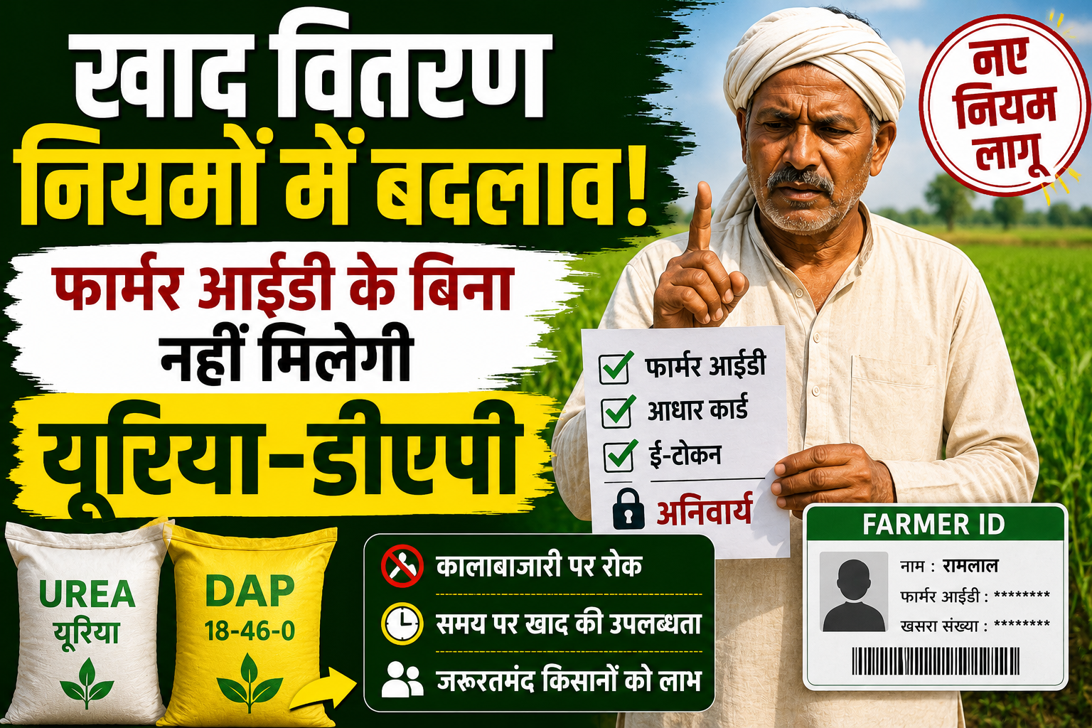 Urea DAP New Rules : खाद वितरण नियमों में बदलाव, फार्मर आईडी के बिना नहीं मिलेगी यूरिया-डीएपी, जान लें डिटेल्स