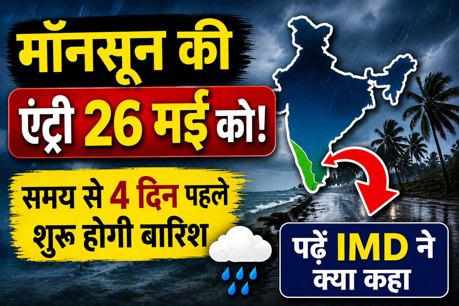 Monsoon Update 2026 : मॉनसून 26 मई को देगा दस्तक, IMD ने बताया कब शुरू होगी बारिश