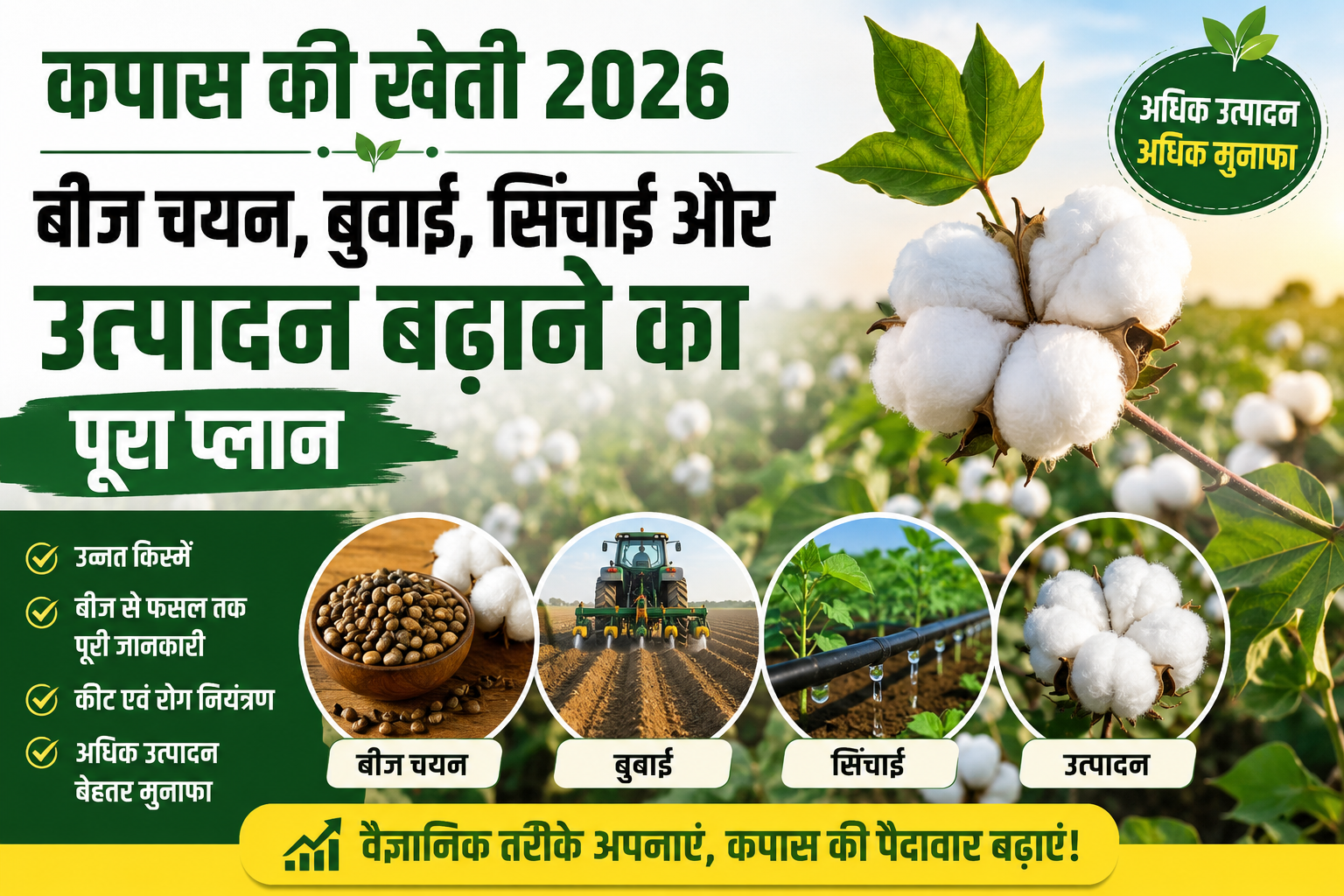 Kapas ki Kheti 2026: कपास की खेती में बीज चयन, बुवाई, सिंचाई और उत्पादन बढ़ाने का पूरा प्लान