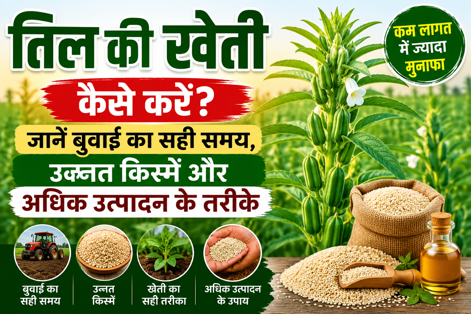 तिल की खेती कैसे करें? जानें बुवाई का सही समय, उन्नत किस्में और अधिक उत्पादन के तरीके