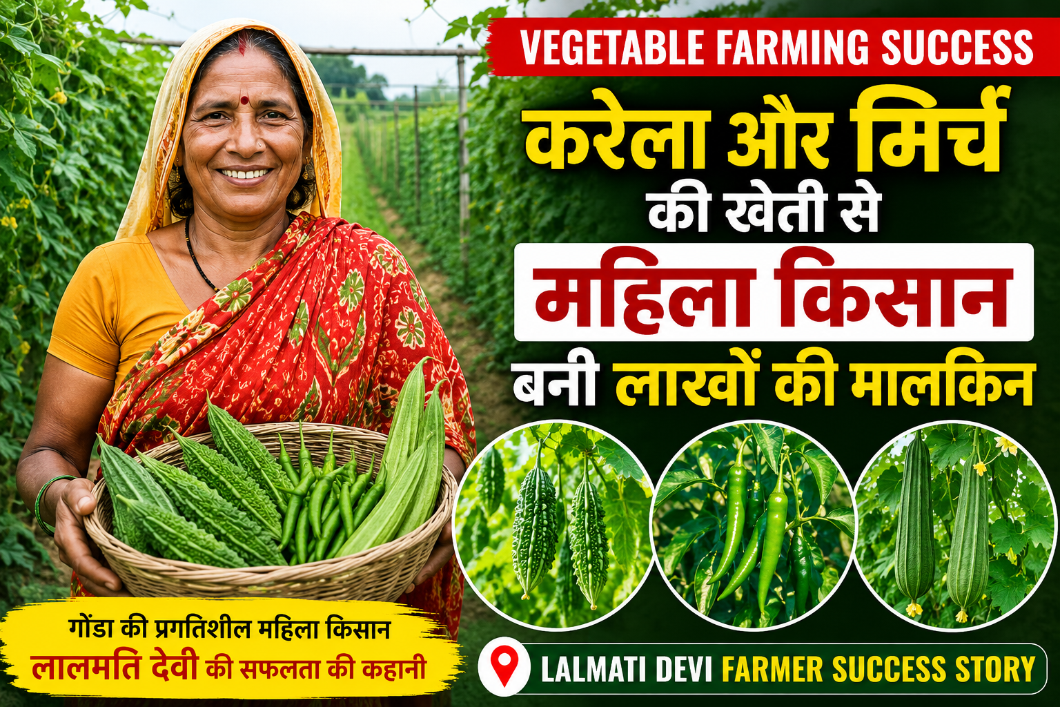 Vegetable Farming Success Story : करेला और मिर्च की खेती से महिला किसान बनी लाखों की मालकिन