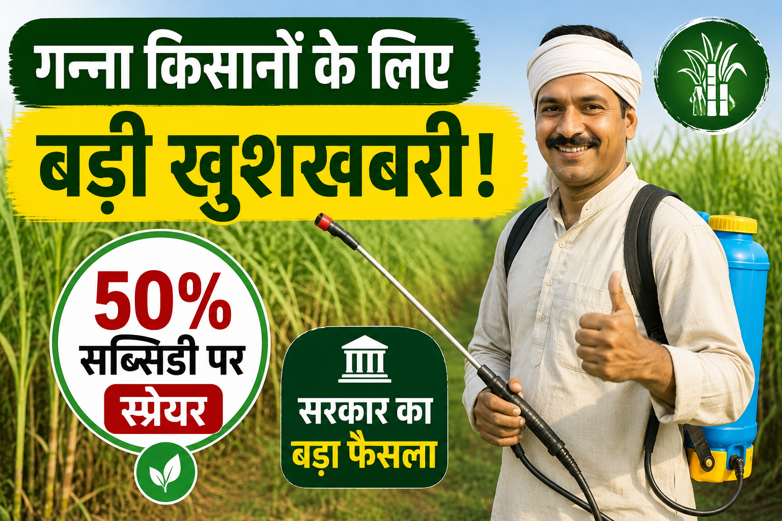 किसानों को मिलेगा 50% सब्सिडी पर स्प्रेयर, सरकार का बड़ा फैसला, गन्ना खेती में आएगी नई तकनीकी क्रांति Up Sugarcane Farmers Sprayer Subsidy Scheme 2026