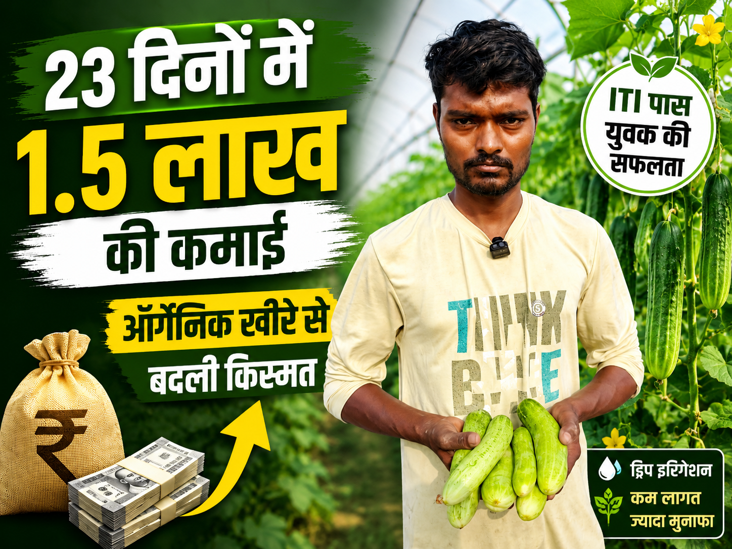 23 दिनों में 1.5 लाख की कमाई! ITI पास युवक ने ऑर्गेनिक खीरे की खेती से लिखी सफलता की नई कहानी Akhilesh Maurya Organic Cucumber Farming Success Story in Mau UP