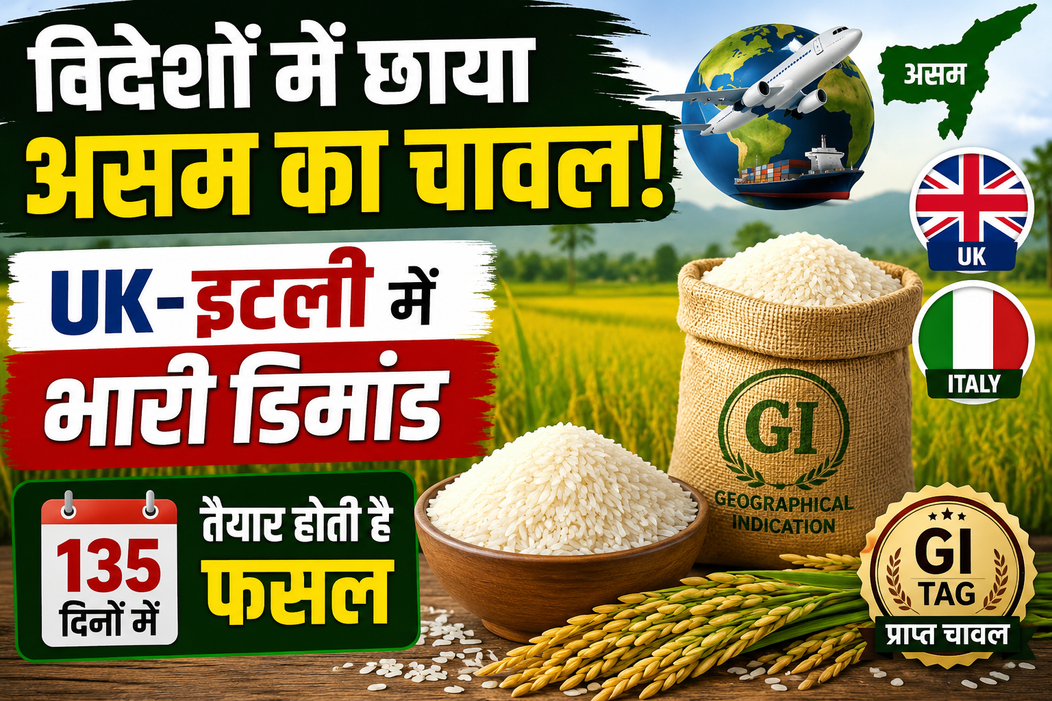 Assam Rice Variety: विदेशों में छाया असम का चावल! UK-इटली में भारी डिमांड, 135 दिनों में तैयार फसल
