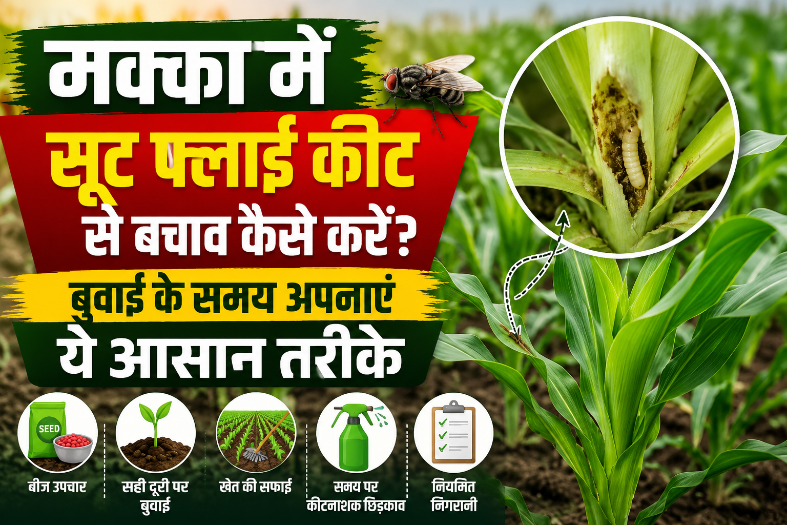 Maize Shoot Fly Control:मक्का में सूट फ्लाई कीट से बचाव कैसे करें? बुवाई के समय अपनाएं ये आसान तरीके