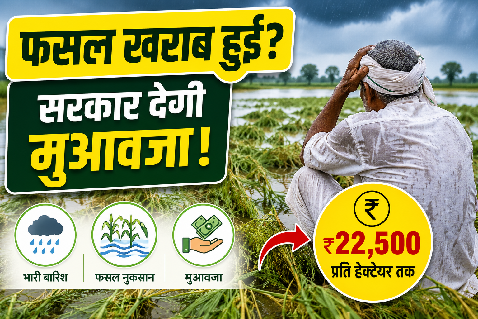 ज्यादा बारिश से फसल खराब होने पर कितना मुआवजा देती है सरकार? जानें राजस्थान में प्रति बीघा राहत राशि और नियम Compensation for Crop Damage Rajasthan 2026
