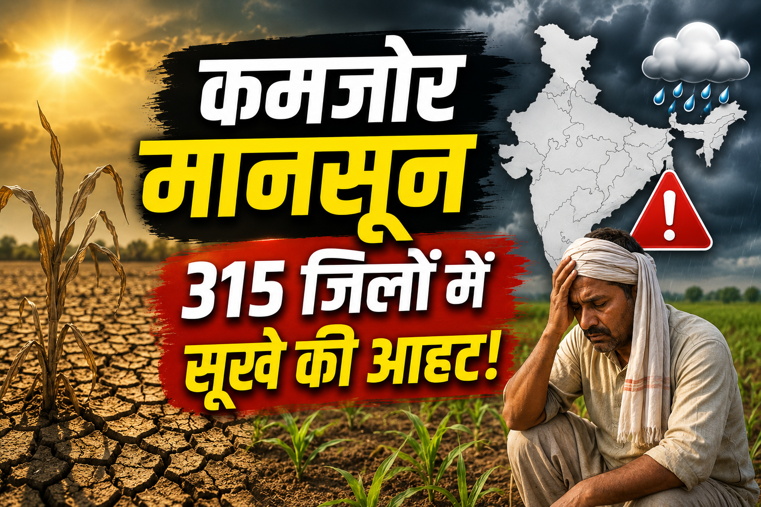 El Nino Alert 2026: कमजोर मानसून से 315 जिलों में सूखे का खतरा, किसानों की बढ़ी चिंता El Nino Aur Weak Monsoon Alert 2026