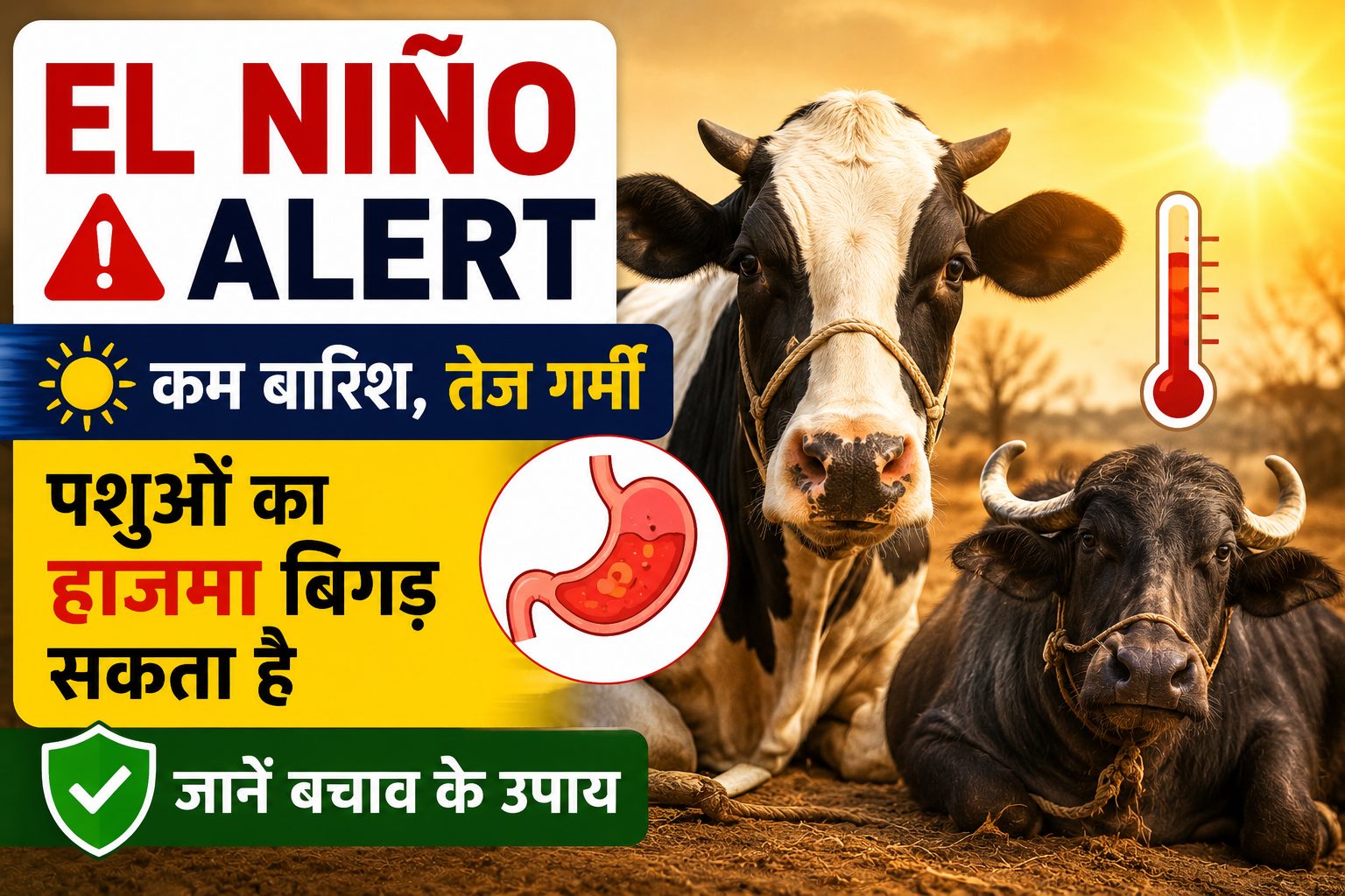 El Niño Alert: कम बारिश और तेज गर्मी से पशुओं का हाजमा बिगड़ सकता है, जानें बचाव के उपाय El Nino Effect on Livestock Health