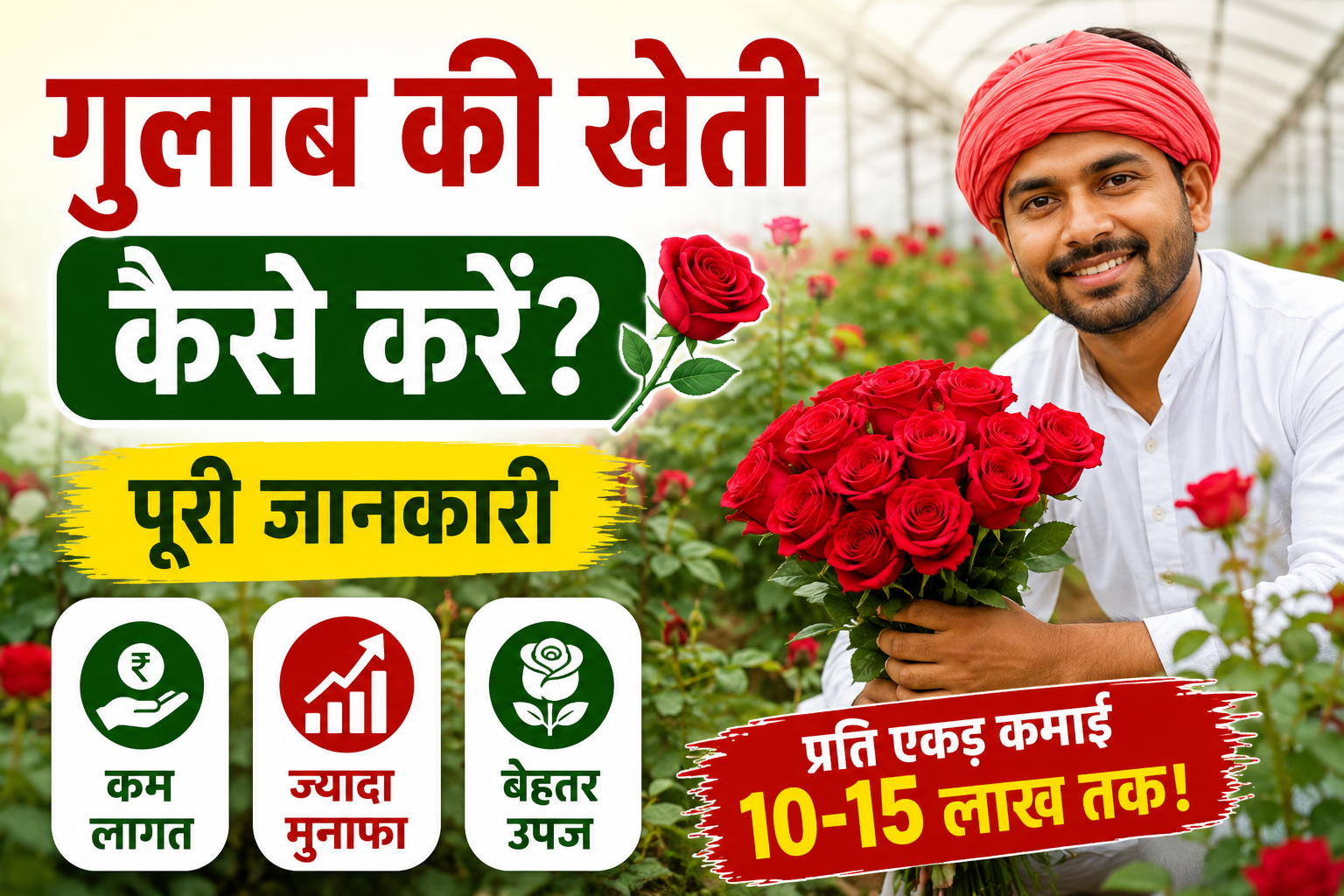 गुलाब की खेती से होगी लाखों की कमाई! जानें Rose Farming की पूरी जानकारी, लागत और मुनाफा Gulab Ki Kheti Kaise Kare