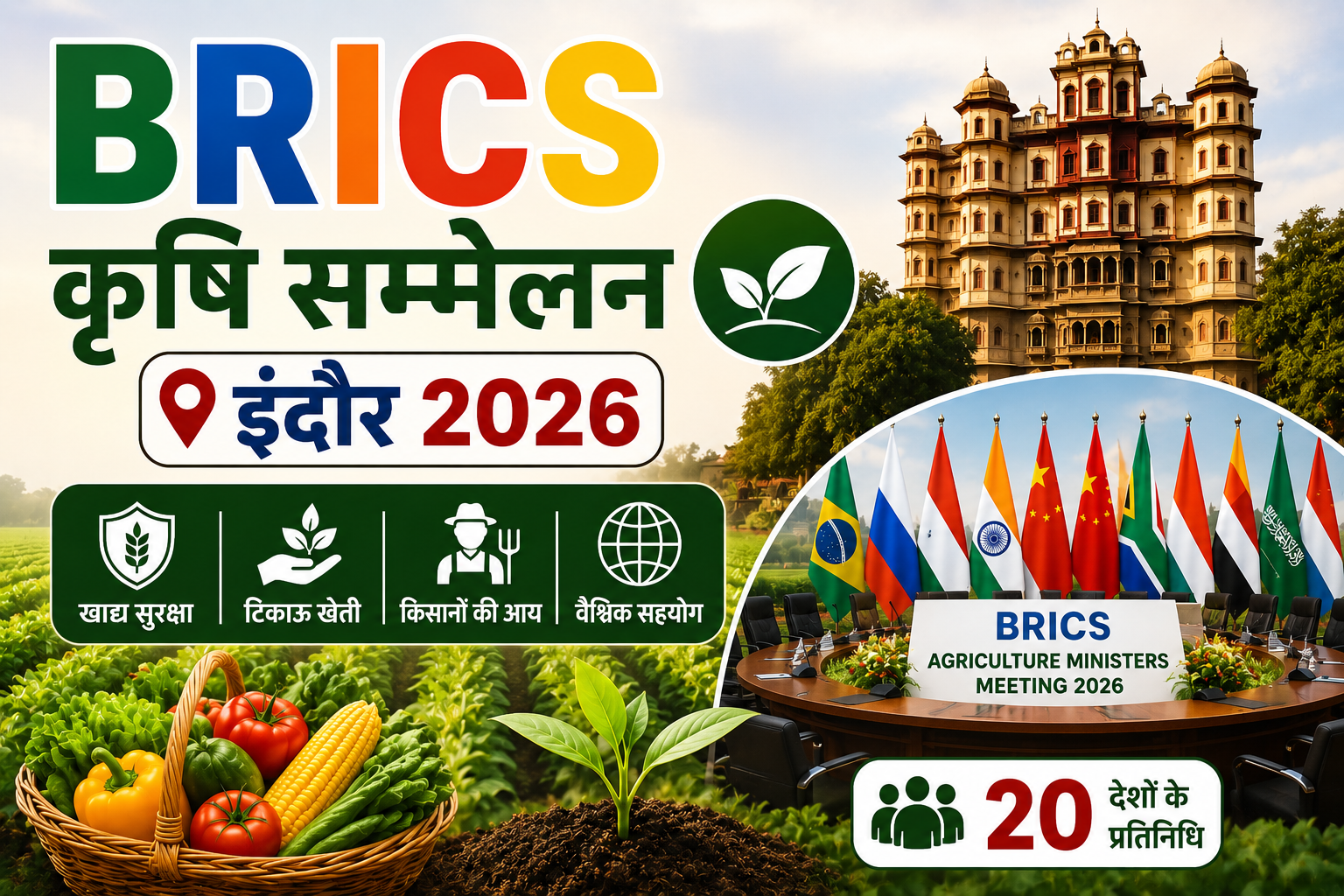 इंदौर में BRICS कृषि सम्मेलन का तीसरा दिन: खाद्य सुरक्षा, टिकाऊ खेती और किसानों की आय बढ़ाने पर 20 देशों के प्रतिनिधियों का मंथन Indore BRICS Krishi Sammelan 2026