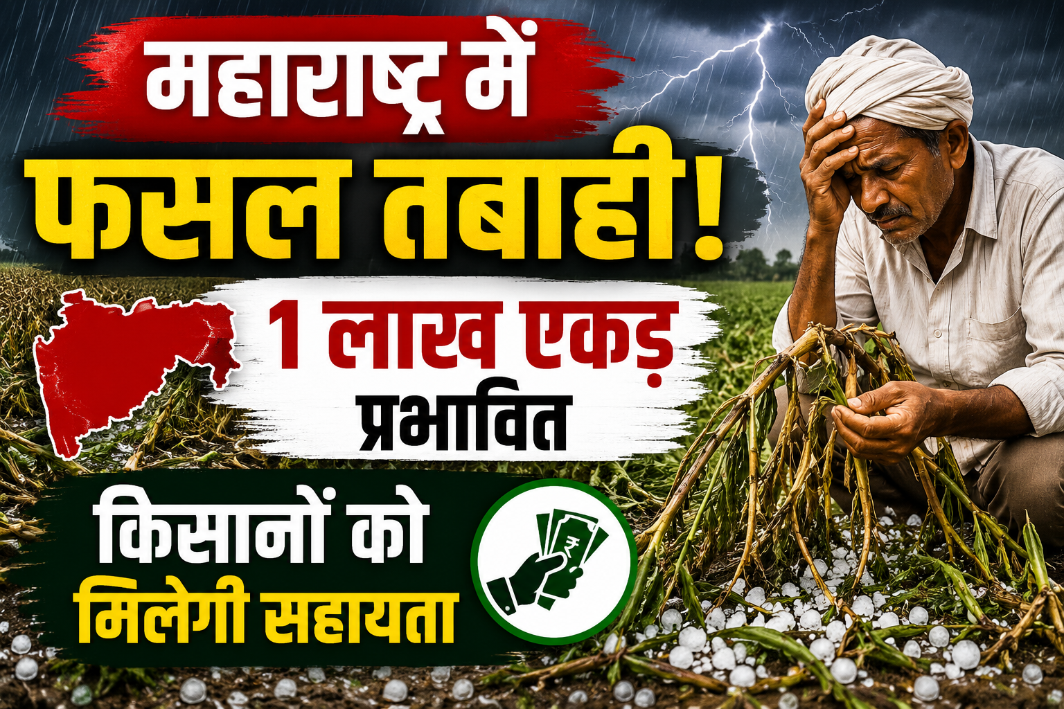 बेमौसम बारिश और ओलावृष्टि से एक लाख एकड़ फसल प्रभावित, किसानों को जल्द मिलेगी आर्थिक सहायता Maharashtra Crop Damage News 2026