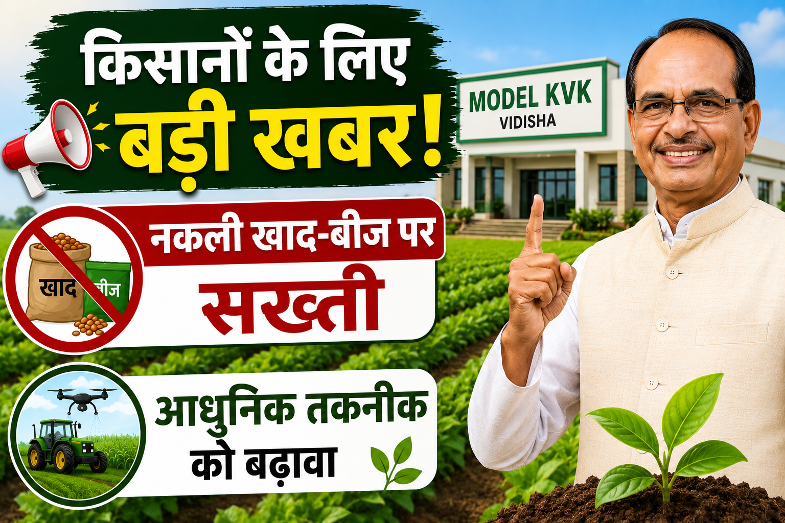 किसानों के लिए बड़ी खबर! नकली खाद-बीज पर सख्ती, आधुनिक तकनीक को बढ़ावा Model KVK Vidisha
