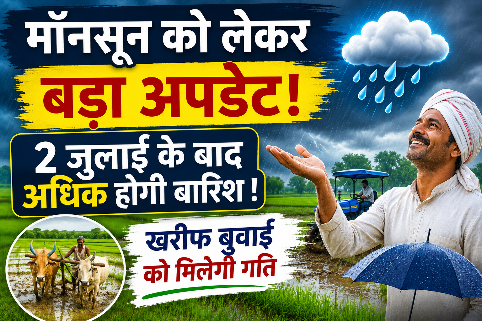 मॉनसून को लेकर बड़ा अपडेट! 2 जुलाई के बाद सामान्य से अधिक होगी बारिश, खरीफ बुवाई को मिलेगी रफ्तार Monsoon Update 2026