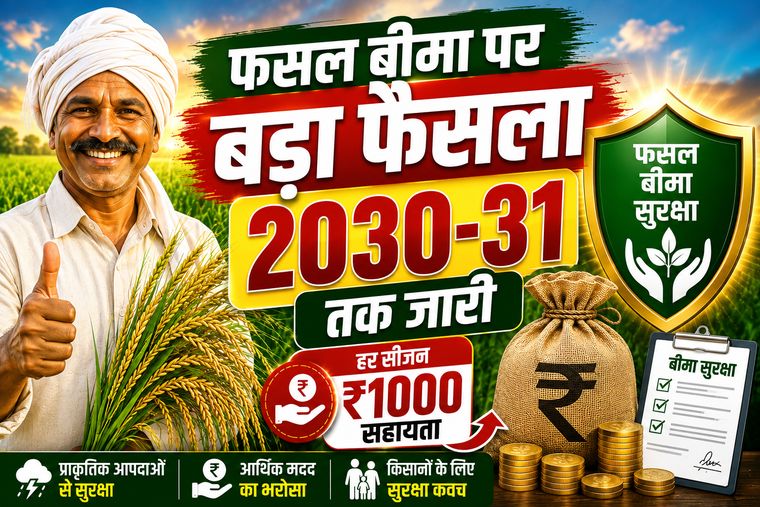 प्रधानमंत्री फसल बीमा योजना को 2030-31 तक बढ़ाने का बड़ा फैसला, किसानों को हर सीजन मिलेगी सहायता