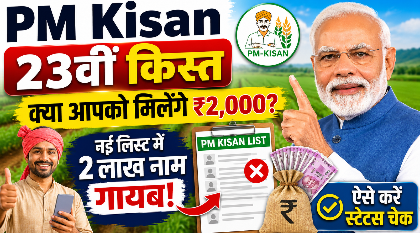 PM Kisan 23rd Installment: क्या आपको मिलेंगे ₹2,000? नई लाभार्थी सूची में लाखों किसानों के नाम गायब, तुरंत करें स्टेटस चेक
