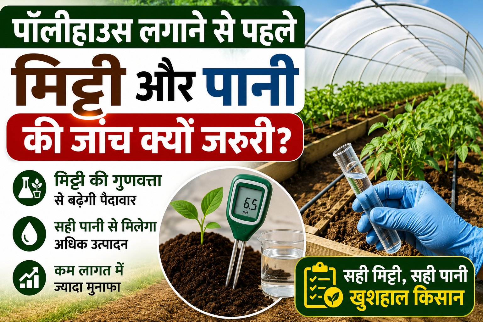Polyhouse Farming: जानिए पॉलीहाउस लगाने से पहले मिट्टी और पानी की जांच क्यों है जरूरी?
