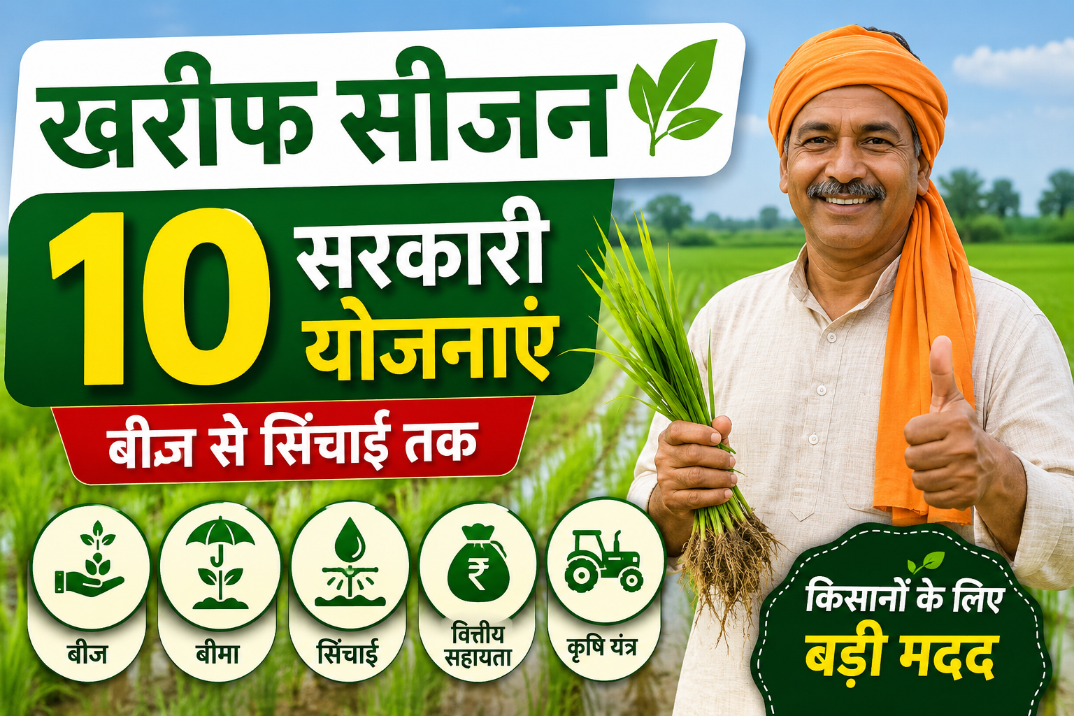 खरीफ सीजन में किसानों को मिलने वाली टॉप 10 सरकारी योजनाएं 2026 Top 10 Govt Schemes for Farmers in Kharif Season