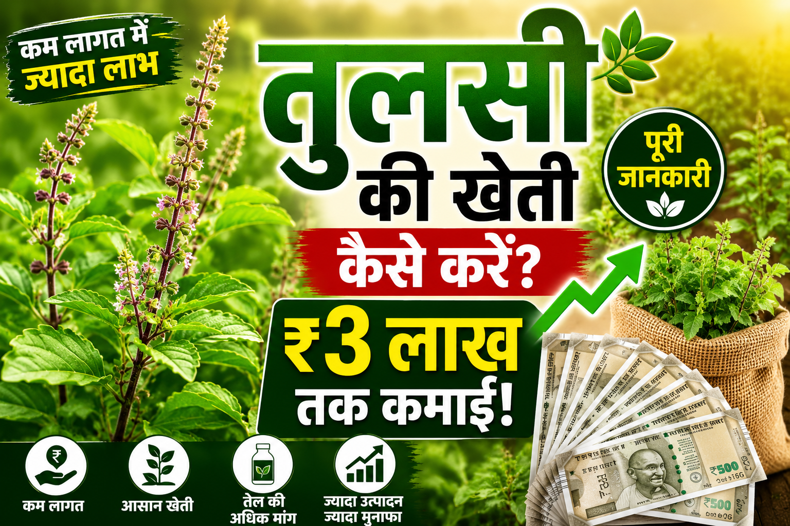 तुलसी की खेती कैसे करें? कम लागत में लाखों की कमाई देने वाली औषधीय फसल की पूरी जानकारी Tulsi Ki Kheti Kaise Kare