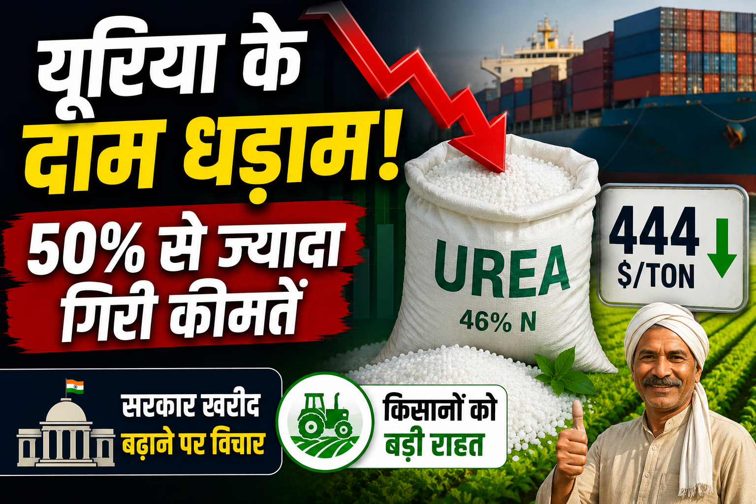 Urea Price Update 2026: यूरिया के दाम धड़ाम! 50% से ज्यादा गिरी कीमतें, सरकार बढ़ा सकती है खरीद, सप्लायरों में हड़कंप