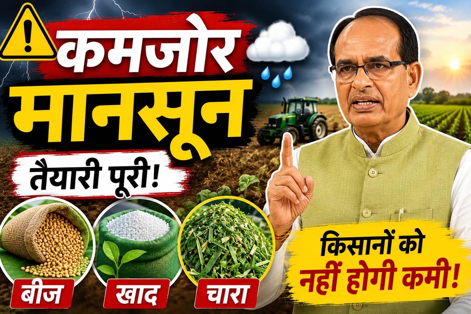 Weak Monsoon Alert: बीज, खाद और चारा की अग्रिम व्यवस्था, कमजोर मानसून में किसानों को नहीं होगी इनपुट की कमी – शिवराज सिंह चौहान Weak Monsoon Input Supply Update