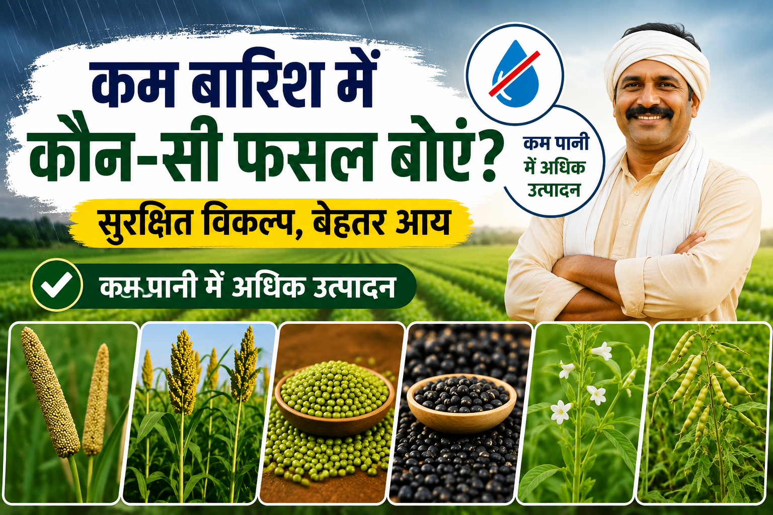 कम बारिश में कौन-सी फसल बोएं? किसानों के लिए सुरक्षित और लाभदायक खरीफ फसलें Kam Barish Me Kaun Si Fasal Boye