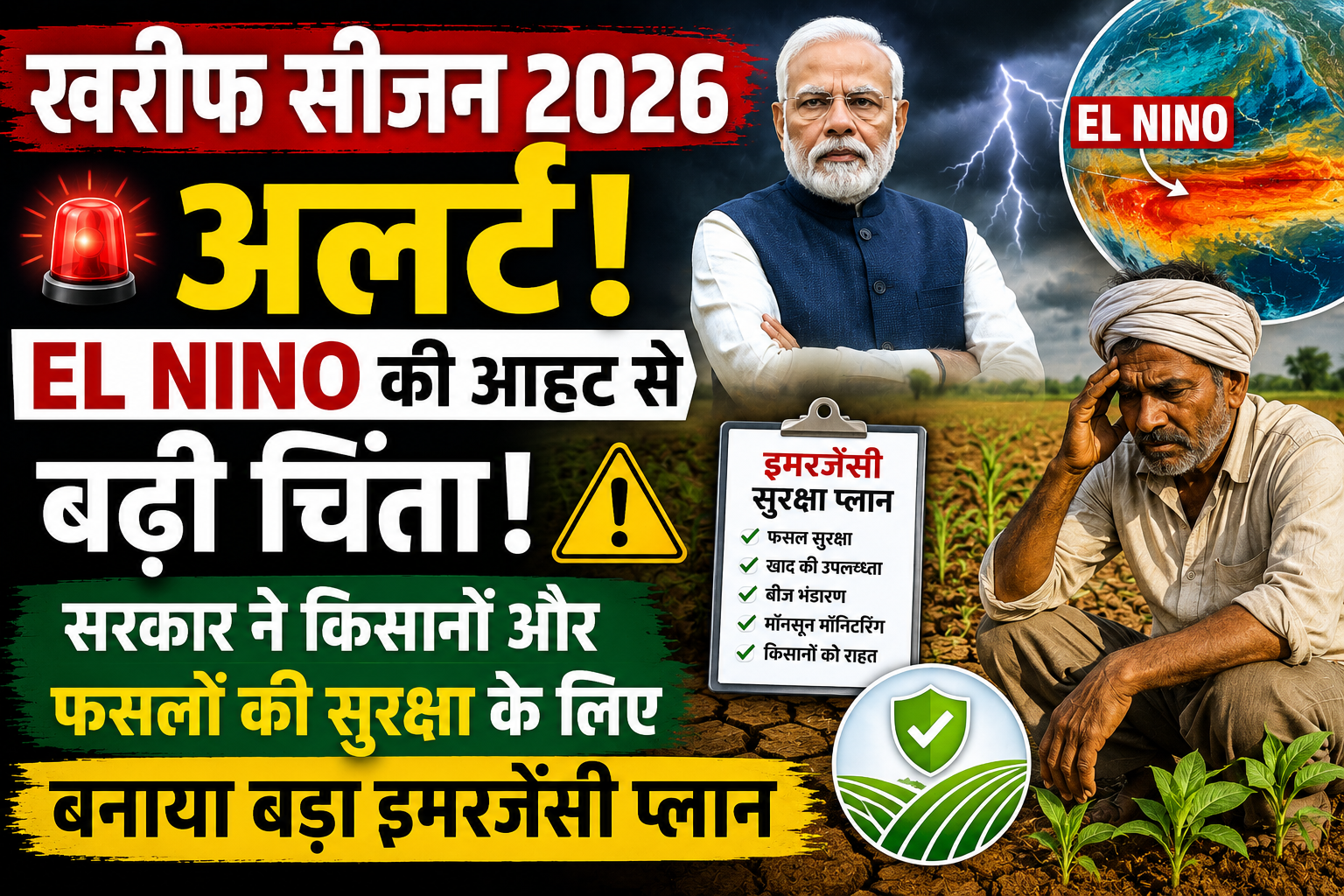 Kharif Season 2026 Alert: El Nino की आहट से बढ़ी चिंता, सरकार ने किसानों और फसलों की सुरक्षा के लिए बनाया बड़ा इमरजेंसी प्लान