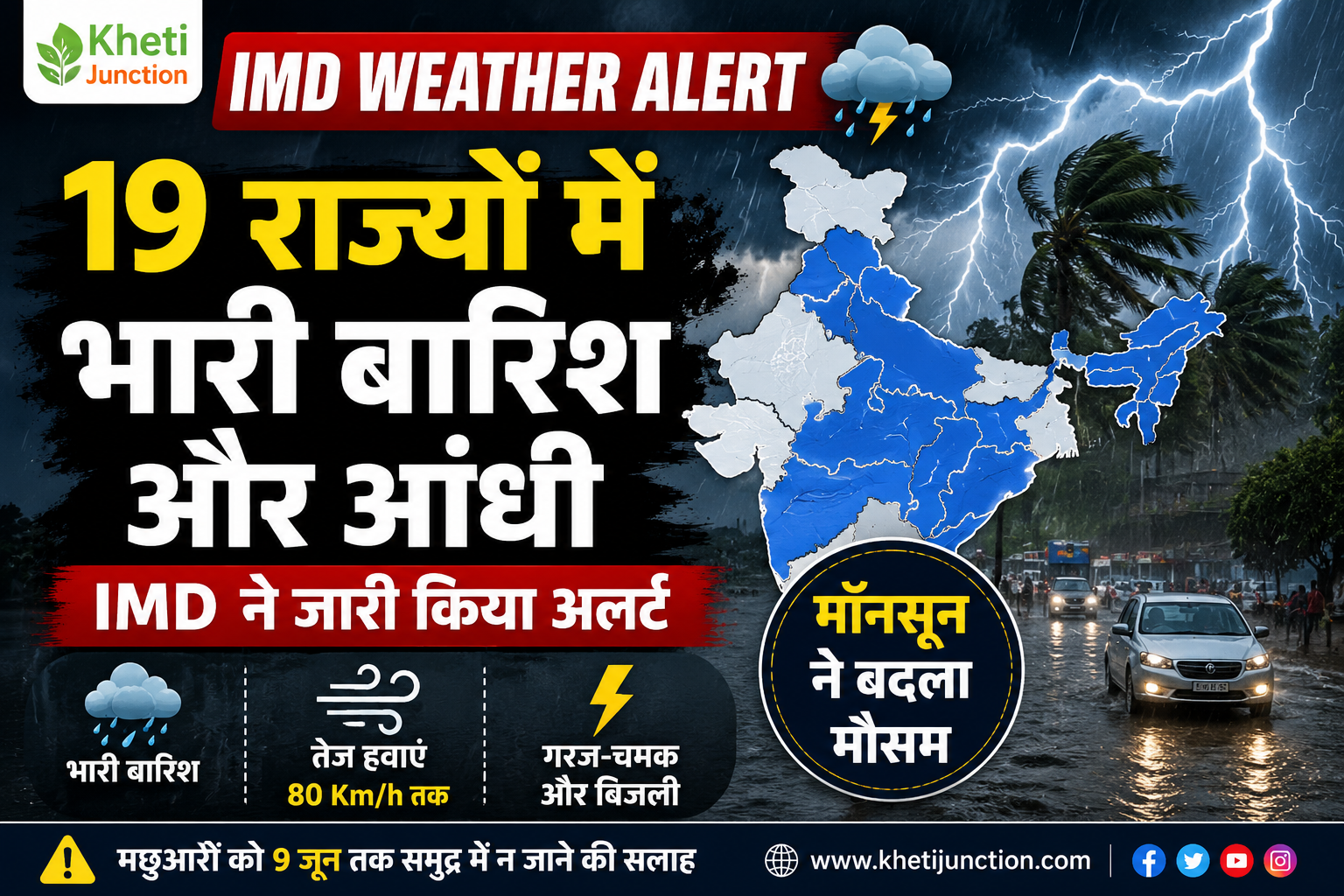 IMD Weather Alert: मॉनसून के साथ बदला मौसम, देश के 19 राज्यों में भारी बारिश और आंधी, IMD ने जारी किया अलर्ट