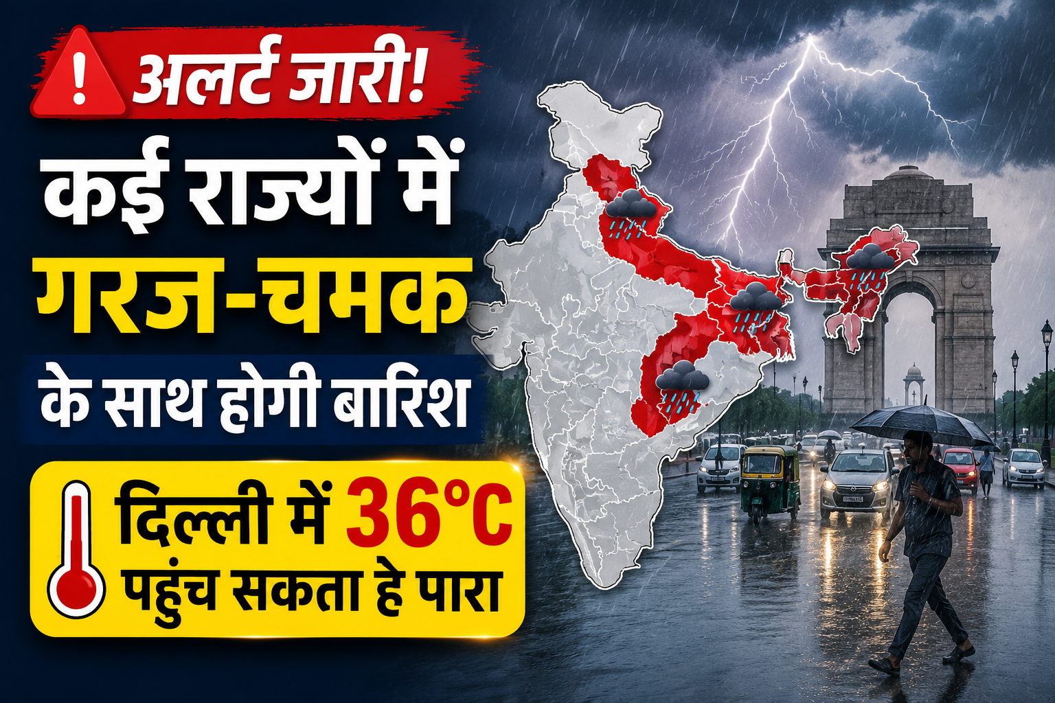 Weather Update Today: कई राज्यों में भारी बारिश का अलर्ट, उत्तराखंड में रेड अलर्ट, दिल्ली में 36°C तक पहुंचेगा तापमान