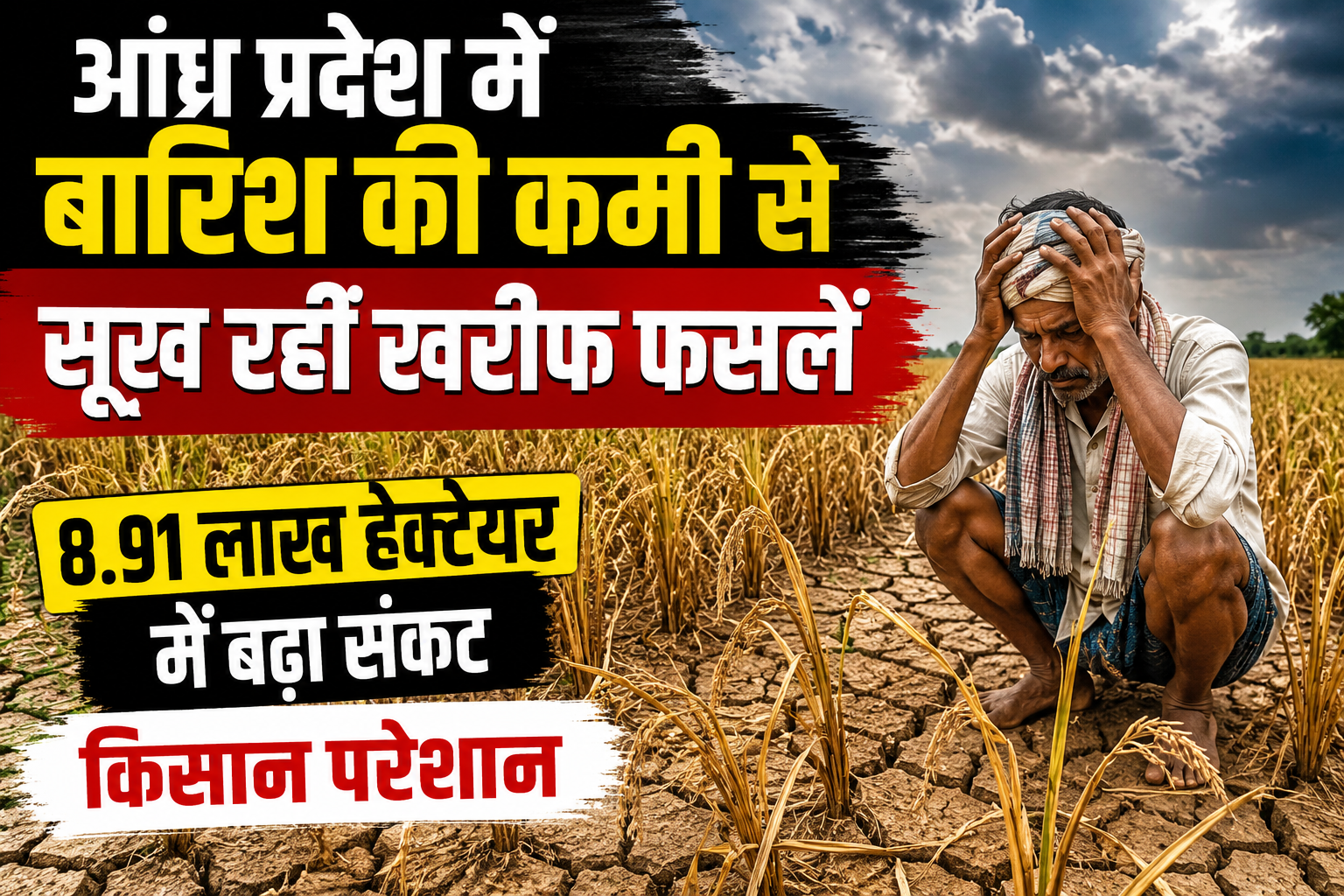 8.91 लाख हेक्टेयर में फसल संकट, किसान चिंतित Andhra Pradesh Me Barish Ki Kami Se Kharif Faslen Sukh Rahi Hai