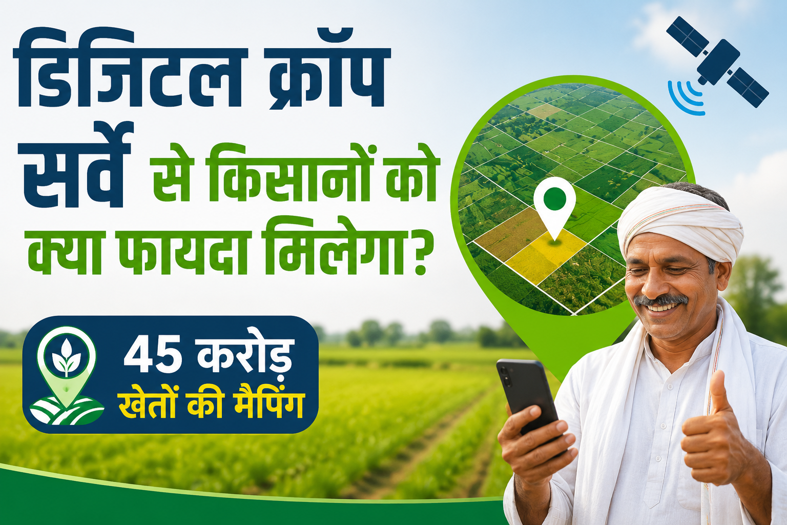 45 करोड़ खेतों की होगी डिजिटल मैपिंग, किसानों को मिलेगा बड़ा लाभ Digital Crop Survey Se Kisanon Ko Kya Fayda Milega