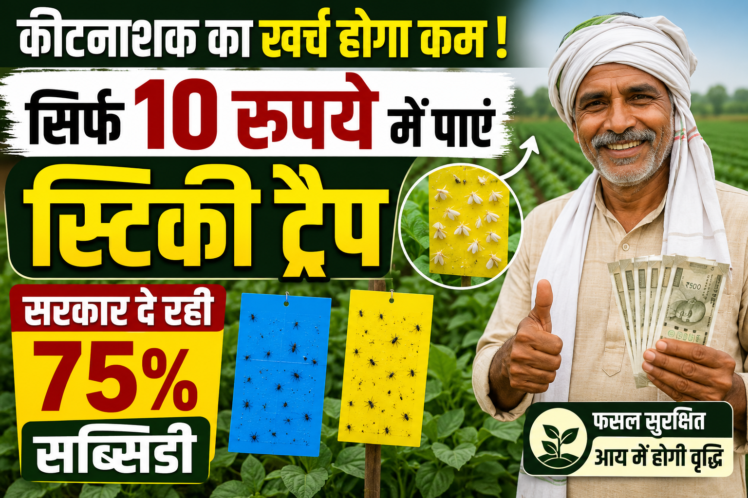 अब कीटनाशक का खर्च होगा कम, किसानों को मिलेगा बड़ा फायदा  Sirf 10 Rupaye Me Sticky Trap Par 75 Pratishat Subsidy