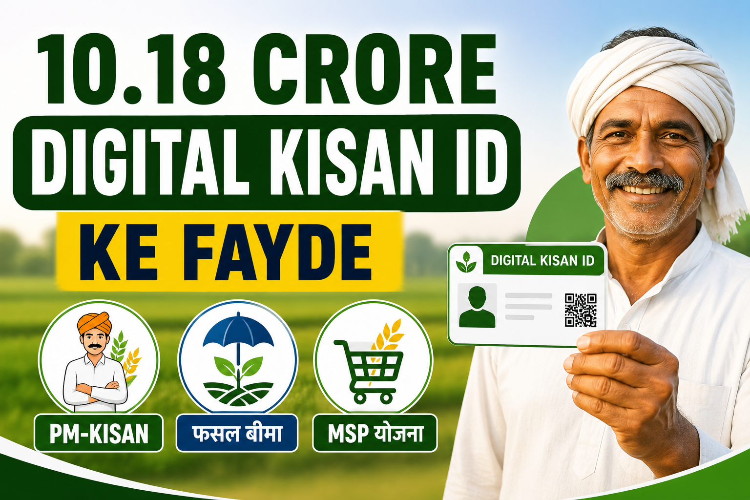 PM-Kisan,फसल बीमा और MSP जैसी योजनाओं का मिलेगा सीधा लाभ 10.18 Crore Digital Kisan ID Ke Fayde