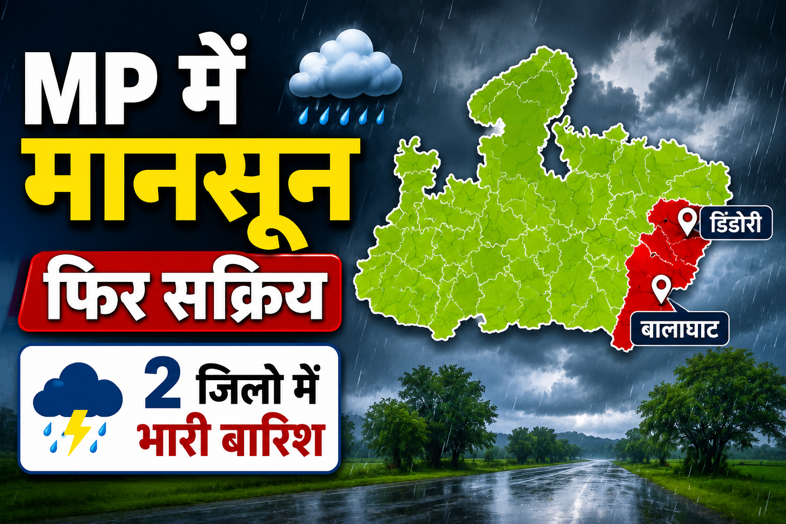 MP Weather Today: मध्य प्रदेश में फिर सक्रिय होगा मानसून, 2 जिलों में भारी बारिश का अलर्ट, 31 जिलों में बरसात की संभावना