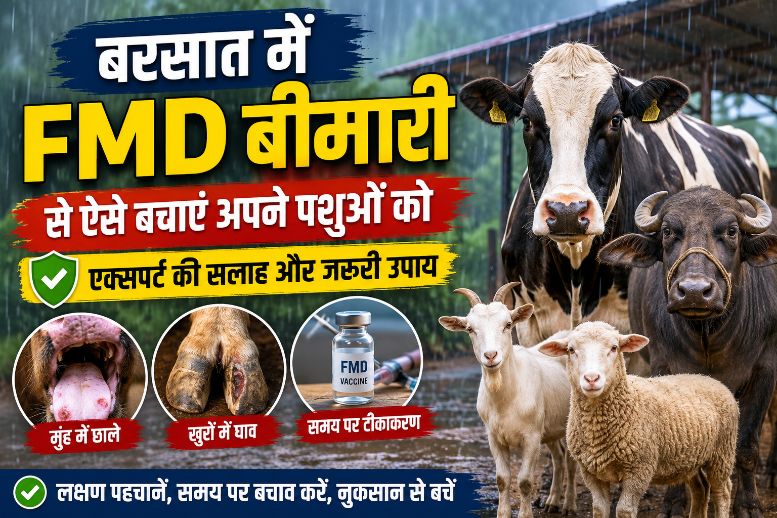 बरसात में खुरपका-मुंहपका रोग से पशुओं को ऐसे बचाएं Barsat Me FMD Bimari Se Bachav Kaise Kare