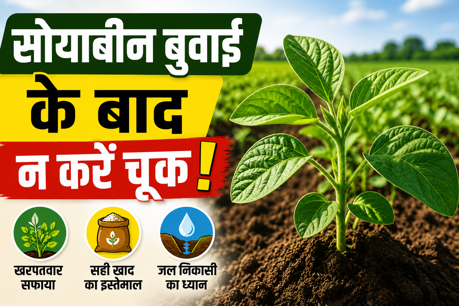 खरपतवार नियंत्रण, सही खाद और जल निकासी से बढ़ाएं सोयाबीन की पैदावार Soyabean Buwai Ke Baad Dekhbhal Kaise Kare