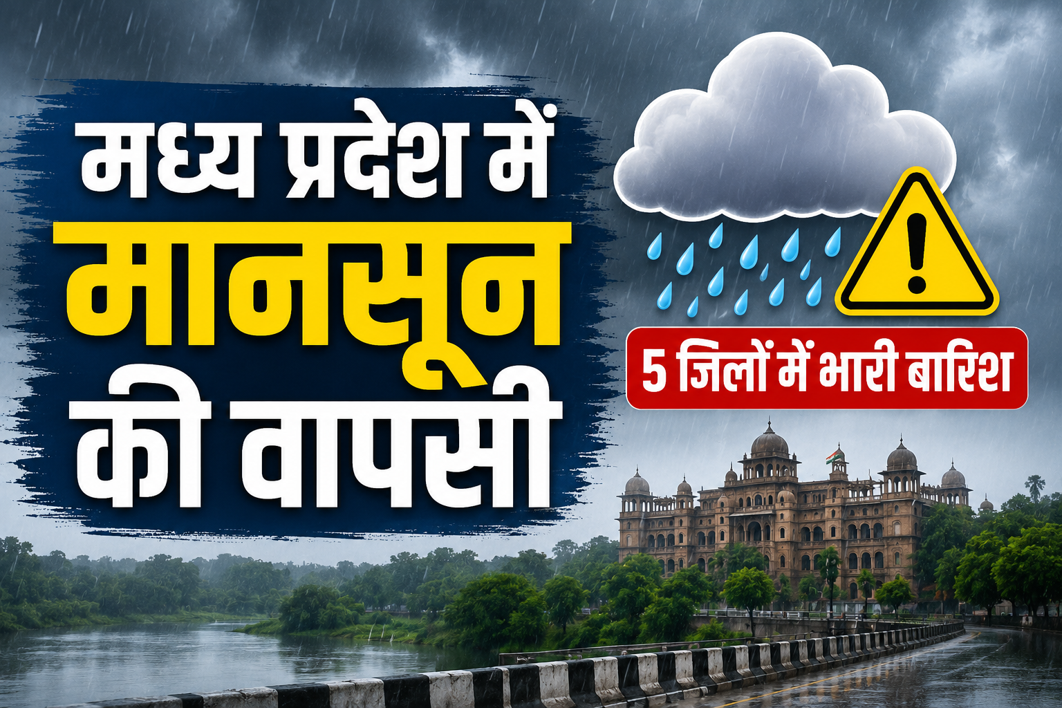 MP Weather Today: मध्य प्रदेश में मानसून फिर सक्रिय, 6 जिलों में भारी बारिश का येलो अलर्ट