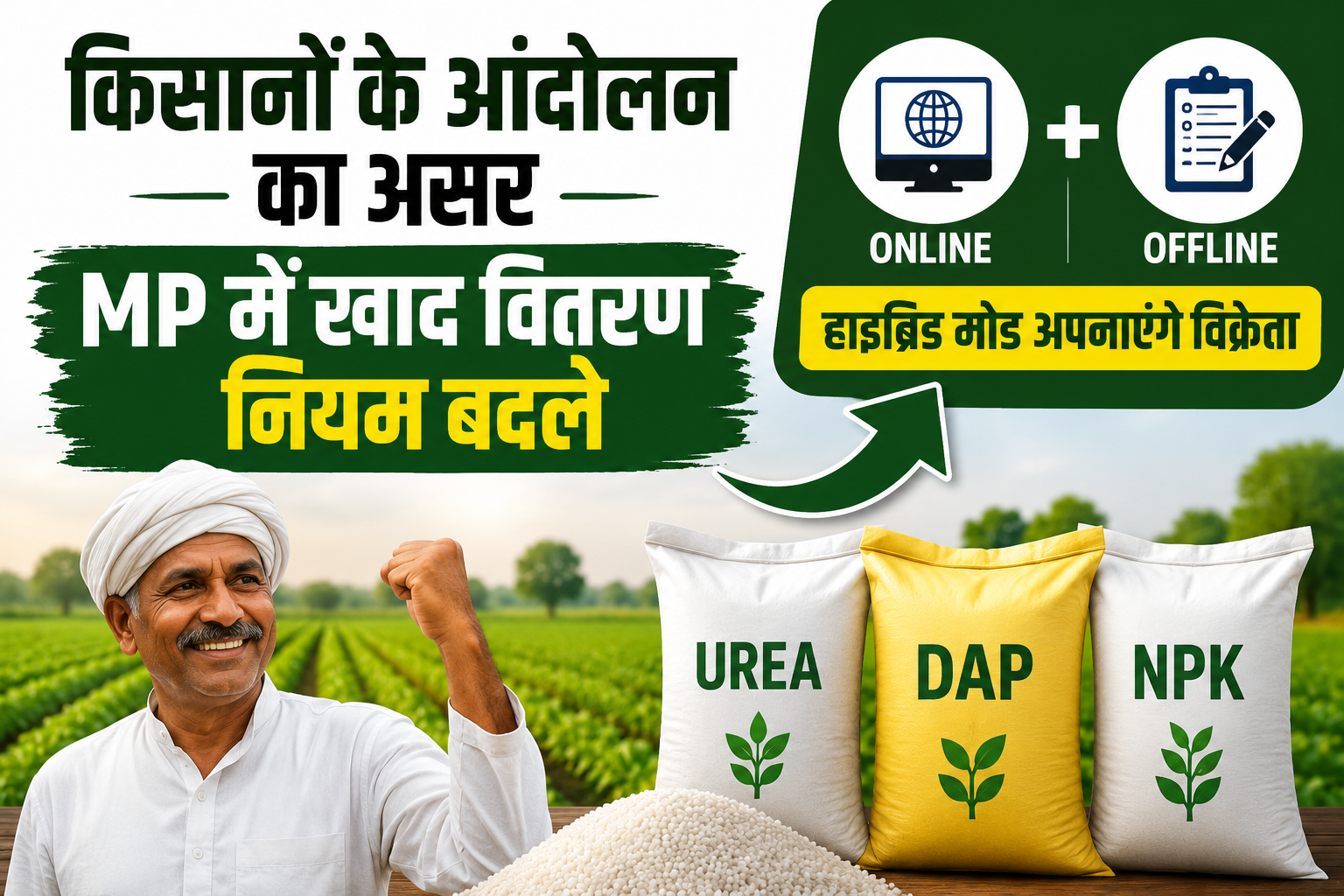 किसानों के आंदोलन के बाद MP में खाद वितरण नियम बदले किसानों को मिलेगी राहत MP Mein Hybrid Mode Se Khad Vitaran