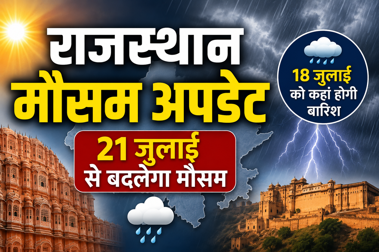 Rajasthan Weather Update: 21 जुलाई से बदलेगा मौसम, जानें 18 जुलाई को कहां होगी बारिश और कब लौटेगा मानसून