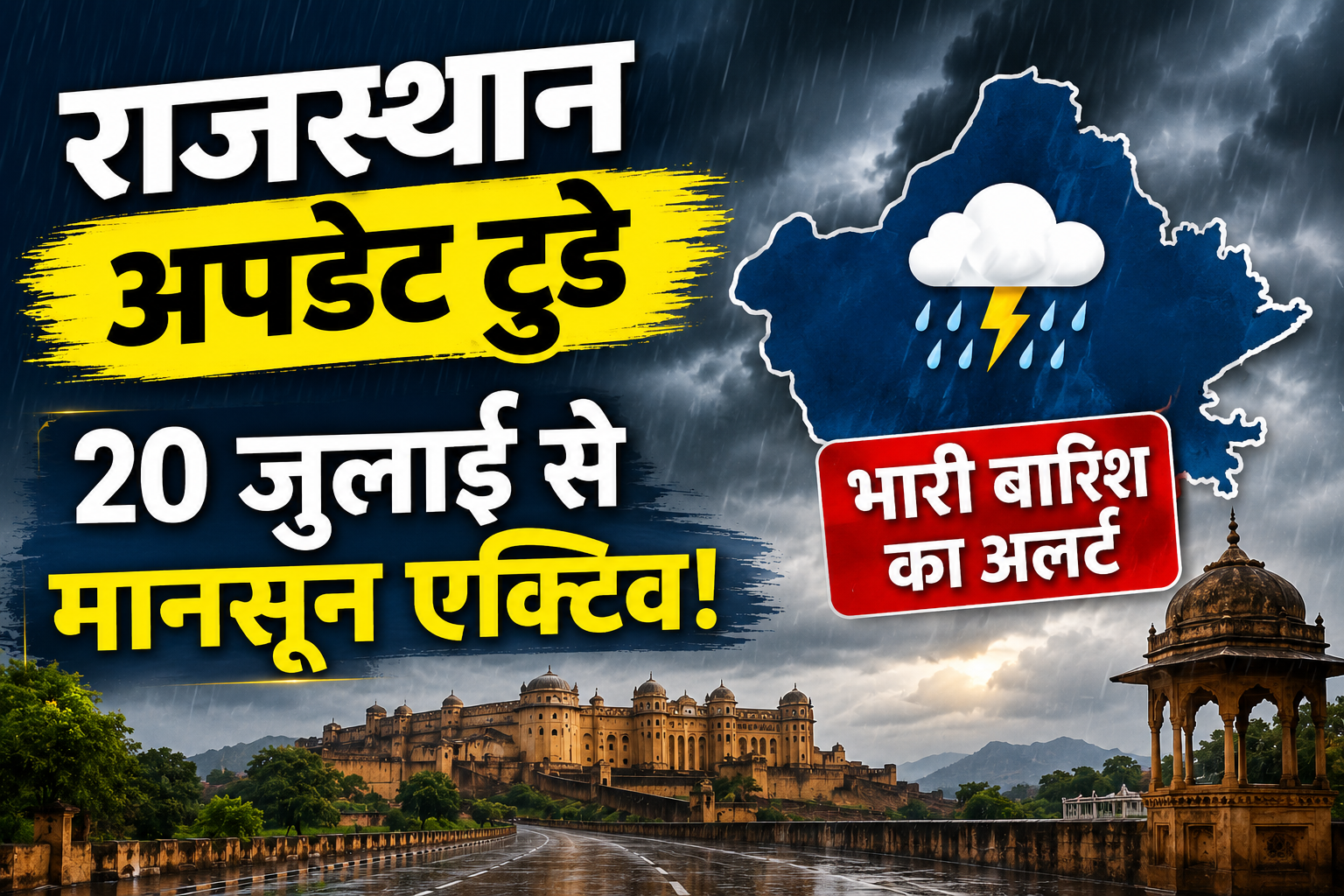 Rajasthan Update Today: 20 जुलाई से फिर एक्टिव होगा मानसून, कई जिलों में भारी बारिश का अलर्ट