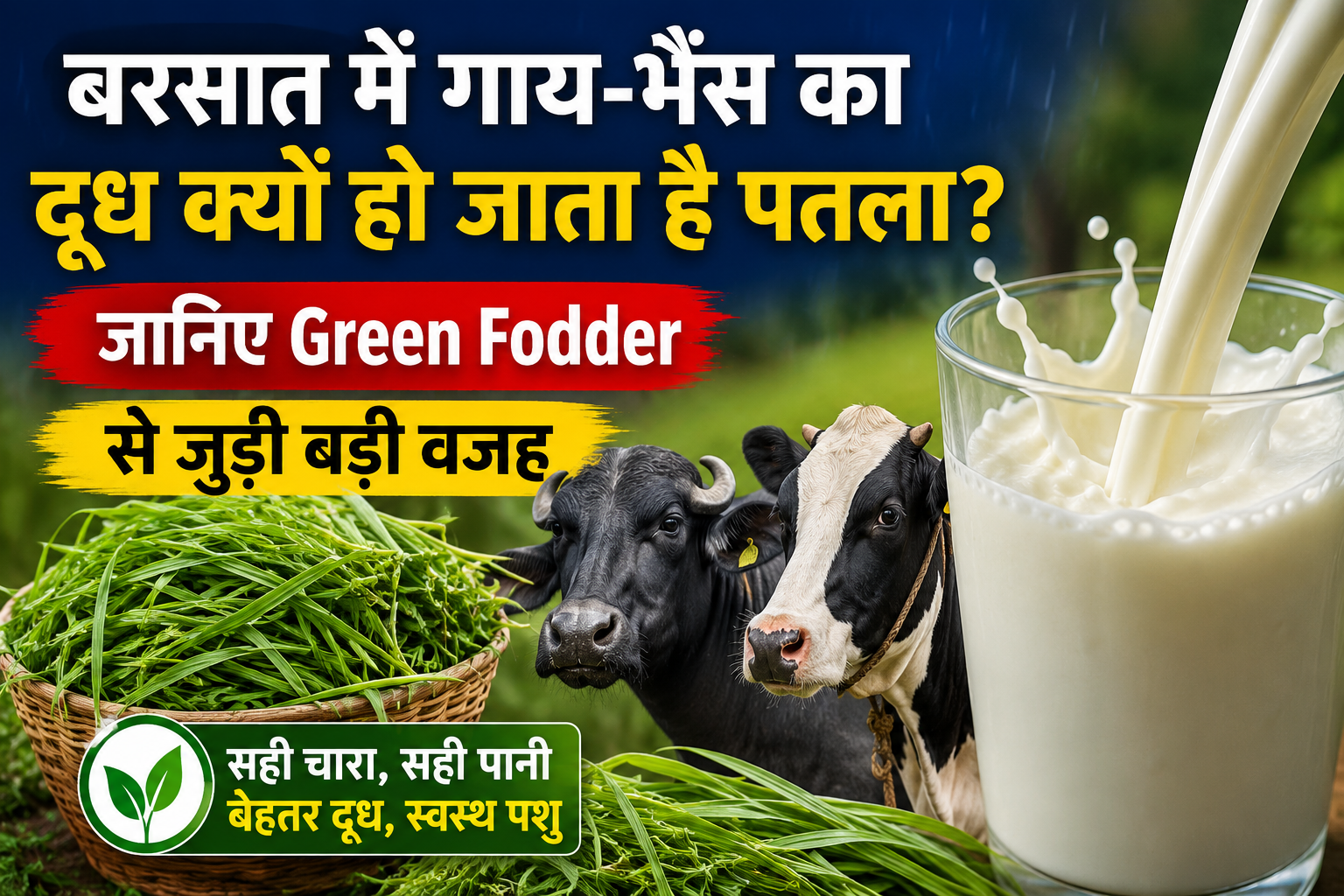 बरसात में गाय-भैंस का दूध क्यों हो जाता है पतला? जानिए Green Fodder से जुड़ी बड़ी वजह